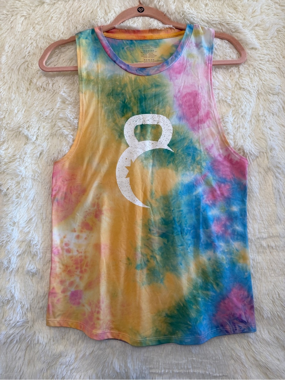 Zyia Active Womens Tie Dye Rainbow Tank Top Size M Pastel Kettle Moon Gym Yoga